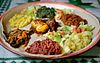 Eritrean injera with various stews