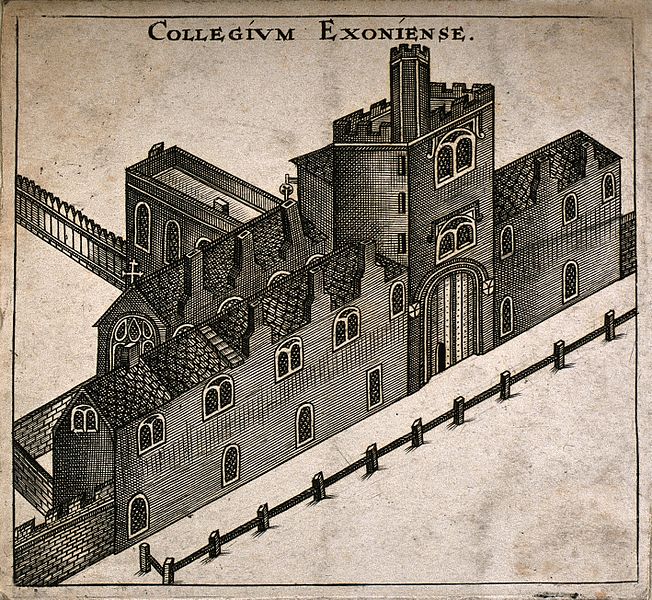 File:Exeter College, Oxford; bird's eye view. Wood engraving. Wellcome V0014107.jpg
