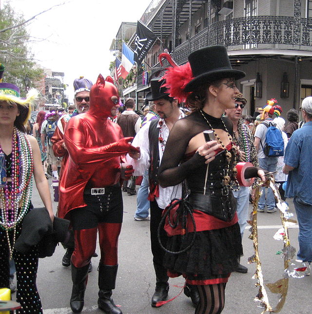 Mardi Gras-firare i The French Quarter i New Orleans.