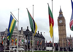 Flags of the Commonwealth flying in Parliament Square, London.jpg