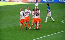 Blackpool players celebrate Brett Ormerod's winning goal Flickr - joncandy - Blackpool Celebrate.jpg