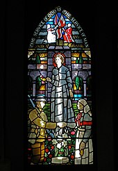 A stained glass window of Nightingale, on display at the museum Florence Nightingale Museum (37664221896).jpg