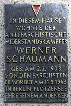 Gedenktafel für Werner Schaumann