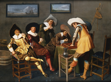 Gentlemen Smoking and Playing Backgammon in a Tavern by Dirck Hals, 1627 Gentlemen Smoking and Playing Backgammon in a Tavern, Dirck Hals 1627.png