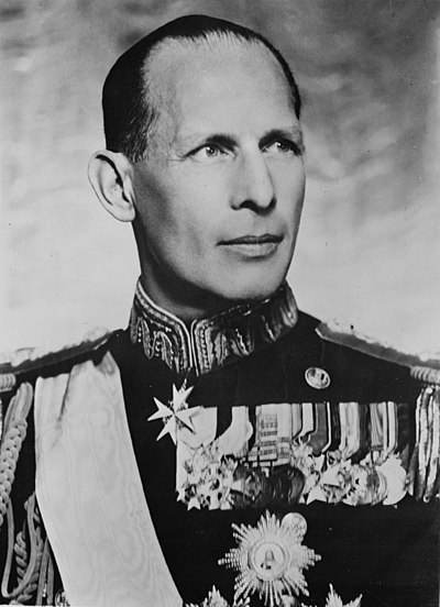 King George II of Greece (r. 1922–24, 1935–47), whose rule was opposed by a communist insurgency in the Greek Civil War