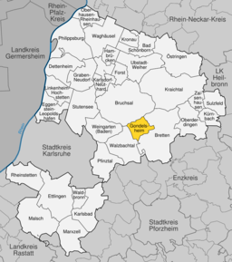 Läget för Gondelsheim i Landkreis Karlsruhe