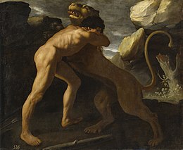 Hércules lucha con el león de Nemea, por Zurbarán.jpg
