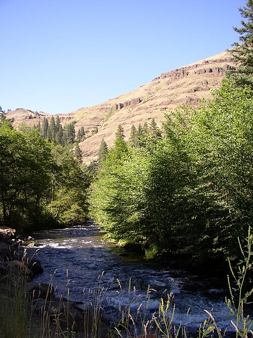 The South Fork of the Walla Walla River at Harris Park, 13 miles (21 km) above Milton-Freewater, Oregon