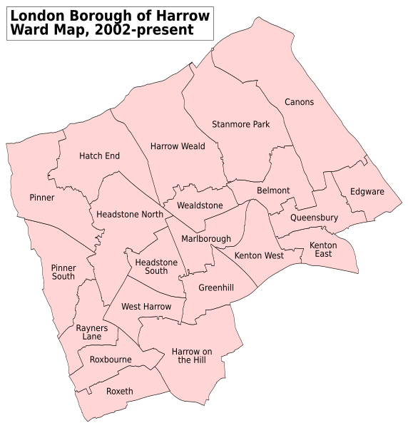 File:Harrow London UK labelled ward map 2002.svg