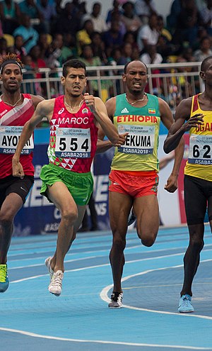 Hicham Ouladha and Taresa Tolosa Bekuma at the 2018 African Championships.jpg