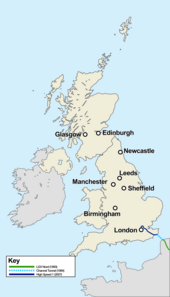 HS1 within the United Kingdom, with the Channel Tunnel and LGV Nord also shown High Speed 1.png