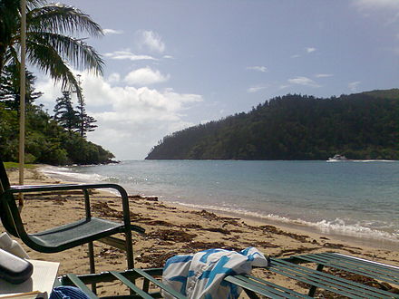 Facing Whitsunday Island, from Hook Island's Wilderness Resort (closed as of 2020)