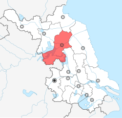 Lage der Stadt Huai'an (rot) in Jiangsu