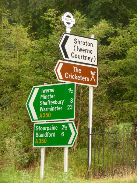 File:Iwerne Courtney, direction signs at Ranston - geograph.org.uk - 1406237.jpg