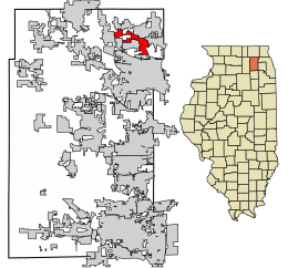 West Dundee okulunun Kane County, Illinois şehrindeki konumu.