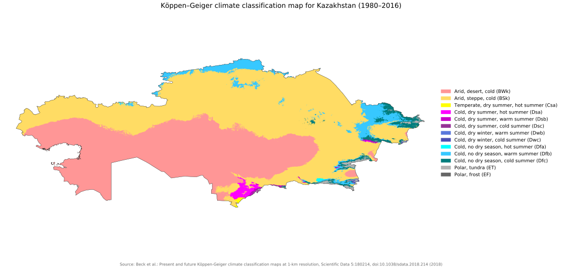 Казахстан климатическая карта