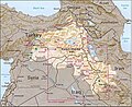 1992年美國中央情報局所繪製的庫爾德族分佈區域。