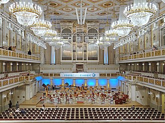 The interior of the Konzerthaus Berlin during Young Euro Classic 2017 La grande salle du Konzerthaus de Berlin (36279063693).jpg