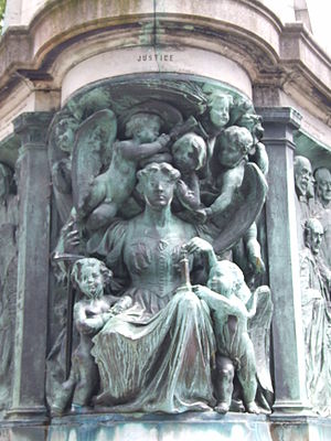 Allegory of "justice" depicted on the NW corner