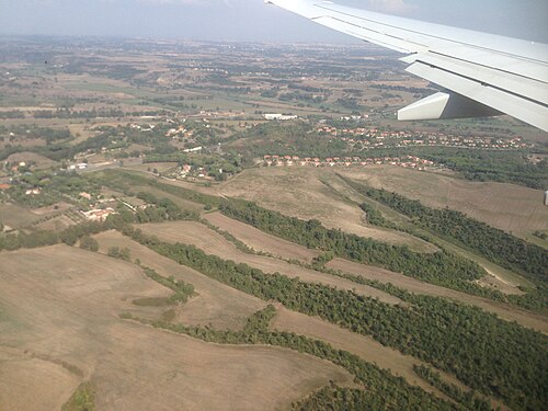 Land ground view from airplane