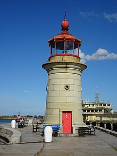 The lantern of the lighthouse at Ramsgate Royal Harbour, 5 September 2020. It was built in 1842 by John Shaw, who built much of the Harbour, and designed by John Smeaton