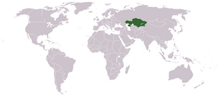 Harta lumii, cu Kazahstanul în verde