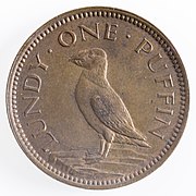 Reverse of "One Puffin" coin, Lundy 1929