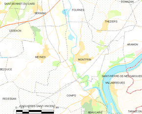 Poziția localității Montfrin