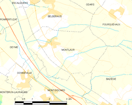 Mapa obce Montlaur