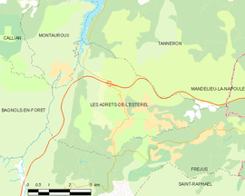 Mapa obce Les Adrets-de-l’Estérel