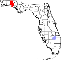 map of Florida highlighting Walton County