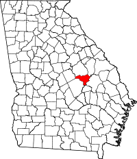 Map of Džordžija highlighting Johnson County