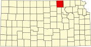 Mapa Kansasu zvýrazňující Washington County