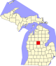 Mapa de Michigan destacando Clare County.svg