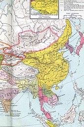 Map of Asia in 1415 showing Bengal and other regional states Map of Ming Chinese empire 1415 (cropped).jpg