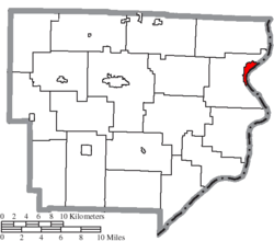 Map of Monroe County Ohio Highlighting Clarington Village.png