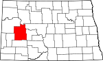 Mapa del estado que destaca el condado de Dunn