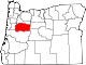 Mapa del estado que destaca el condado de Linn