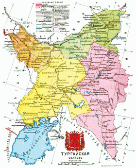 Turgay Oblastı harita üzerinde