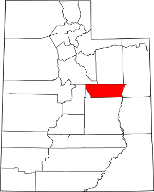 Kart over Utah som fremhever Carbon County