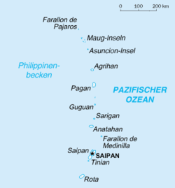 Kuzey Mariana Adaları konumu