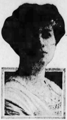 A young white woman, hair in an updo, from a 1917 newspaper photo