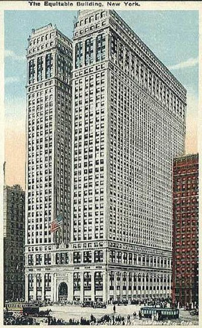 The Equitable Building in a postcard dated from before 1919