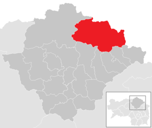 Localização do município de Neuberg an der Mürz no distrito de Bruck-Mürzzuschlag (mapa clicável)