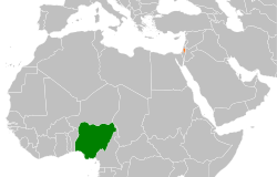 Map indicating locations of Nigeria and Palestine