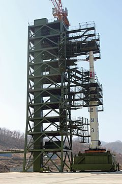 North Korean Unha-3 rocket at launch pad.jpg