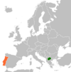 نقشهٔ موقعیت پرتغال و مقدونیه شمالی.