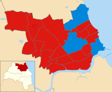 Results from the previous election in 2023 North Tyneside UK ward map 2023.svg