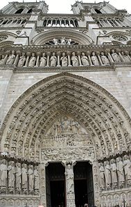 A wide angle view of Notre-Dame's western façade