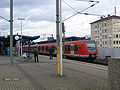 Train type 423 in Offenbach am Main-Ost, Germany, line S1 to Rödermark-Ober Roden, platform 1 / Baureihe 423 in Offenbach am Main-Ost, Linie S1 nach Rödermark-Ober Roden, Gleis 1